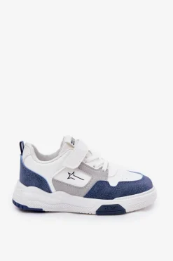 Clearance Big Star Shoes Lekkie Sneakersy Dziecięce Big Star RR374053 Biało-Niebieskie