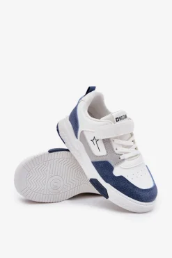 Clearance Big Star Shoes Lekkie Sneakersy Dziecięce Big Star RR374053 Biało-Niebieskie