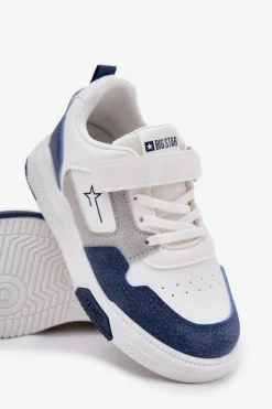 Clearance Big Star Shoes Lekkie Sneakersy Dziecięce Big Star RR374053 Biało-Niebieskie