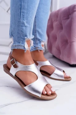 Sale Boto Lekkie Srebrne Sandałki Kongito