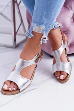 Sale Boto Lekkie Srebrne Sandałki Kongito