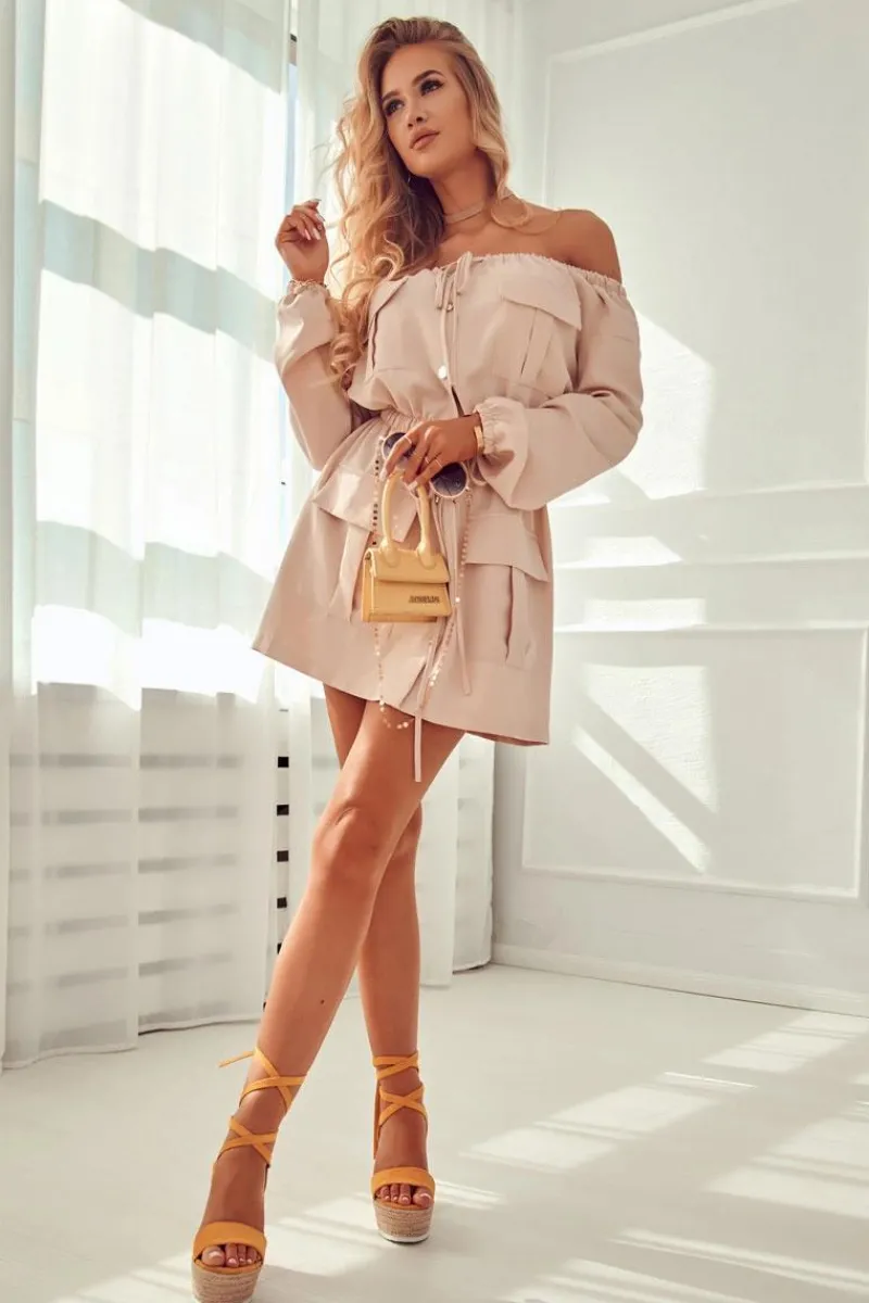 Boto Lekkie Wiązane Sandały Na Koturnie Żółte Marriett