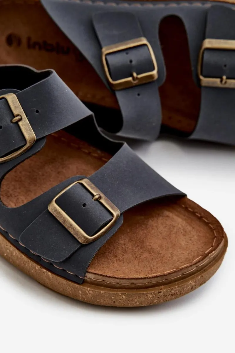 Online Lekkie Wygodne Klapki Męskie Z Klamrami MT000016 Granatowe Męskie Klapki Męskie Klasyczne