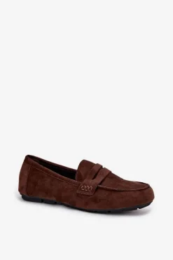New Loafersy Mokasyny Damskie Płaskie Ciemnobrązowe Roseline Damskie Loafersy Damskie|Mokasyny Damskie Zamszowe