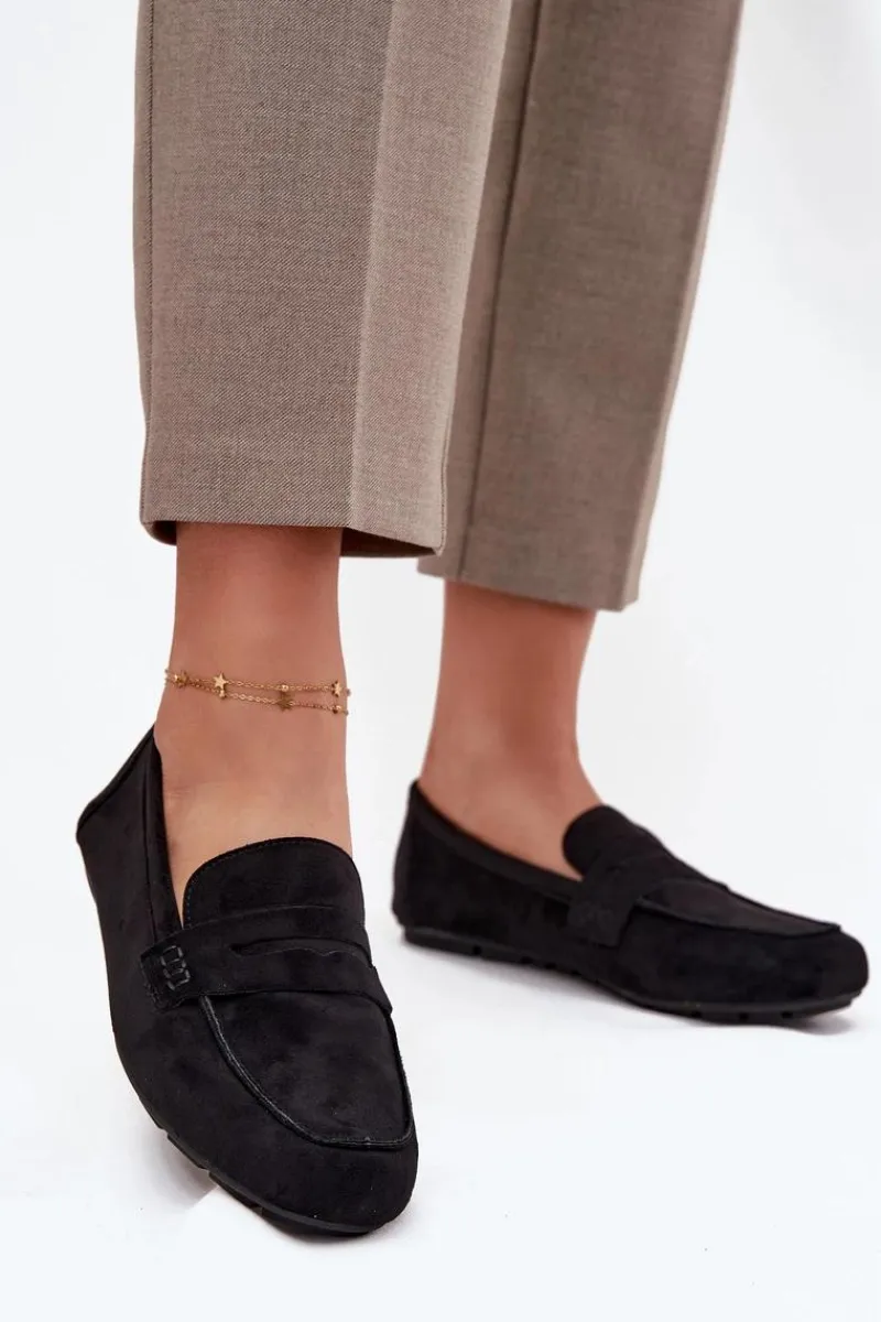 New Loafersy Mokasyny Damskie Płaskie Czarne Roseline Damskie Loafersy Damskie|Mokasyny Damskie Zamszowe