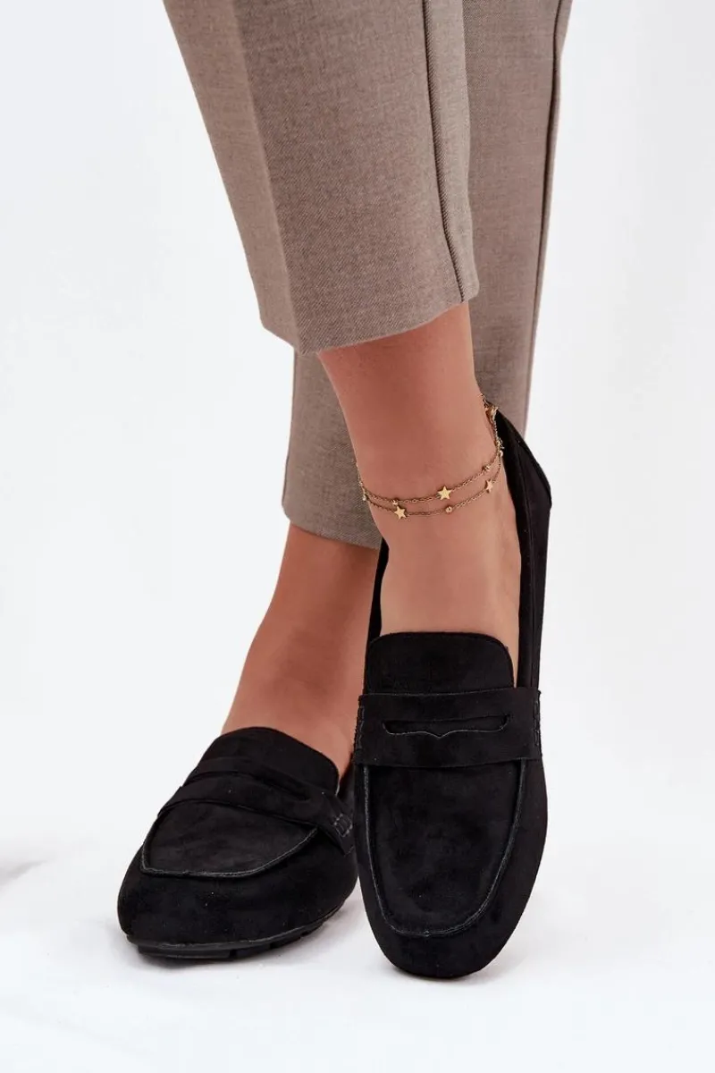 New Loafersy Mokasyny Damskie Płaskie Czarne Roseline Damskie Loafersy Damskie|Mokasyny Damskie Zamszowe