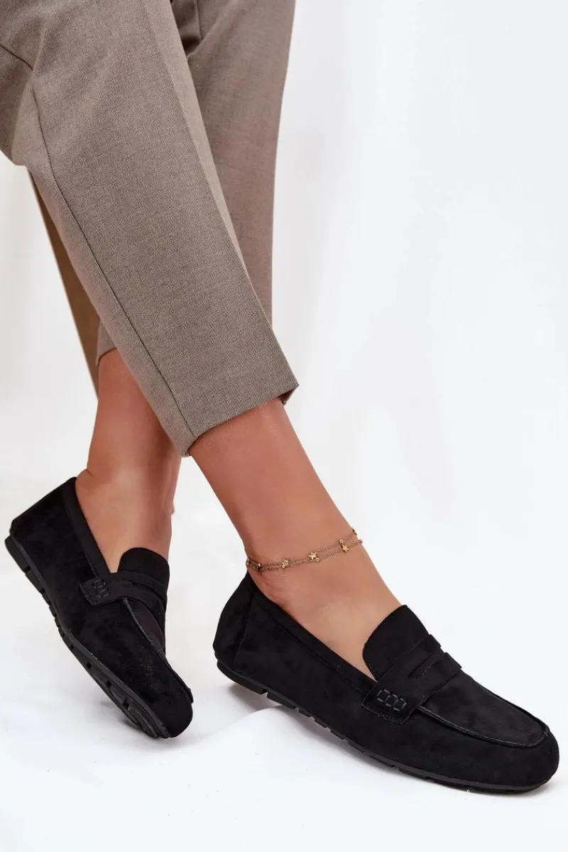 New Loafersy Mokasyny Damskie Płaskie Czarne Roseline Damskie Loafersy Damskie|Mokasyny Damskie Zamszowe