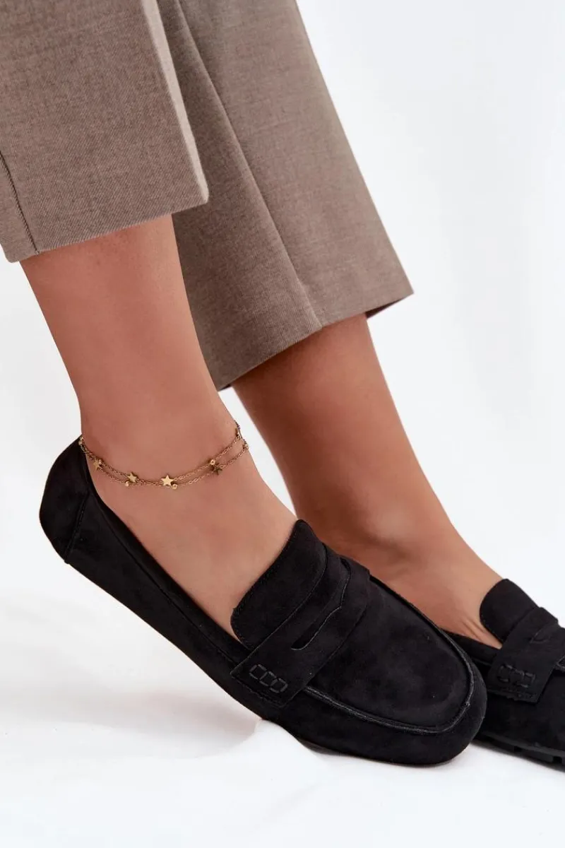 New Loafersy Mokasyny Damskie Płaskie Czarne Roseline Damskie Loafersy Damskie|Mokasyny Damskie Zamszowe