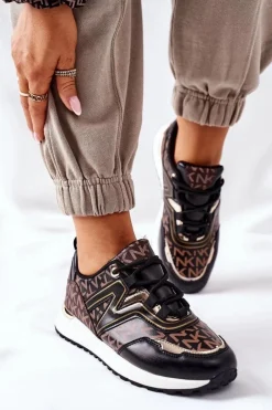 Online Boto Logowane Sportowe Buty Sneakersy Czarno-Brązowe Always