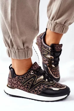 Online Boto Logowane Sportowe Buty Sneakersy Czarno-Brązowe Always