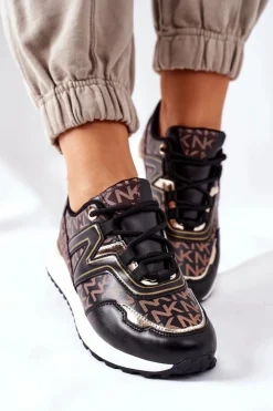 Online Boto Logowane Sportowe Buty Sneakersy Czarno-Brązowe Always