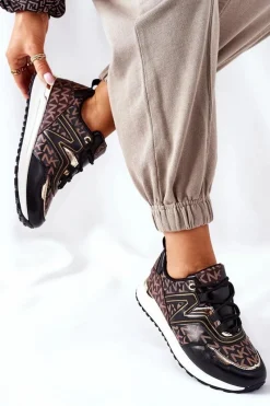 Online Boto Logowane Sportowe Buty Sneakersy Czarno-Brązowe Always