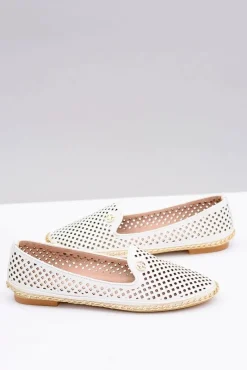 Baleriny Klasyczne>Boto Lu Boo | Białe Ażurowe Balerinki Lordsy Stylish