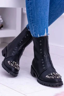 Botki Płaskie|Czarne Botki><noscript><img width=