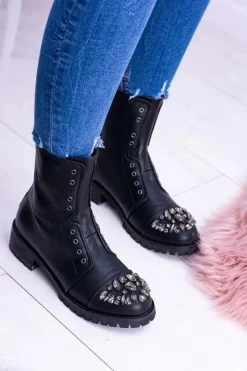 Botki Płaskie|Czarne Botki><noscript><img width=