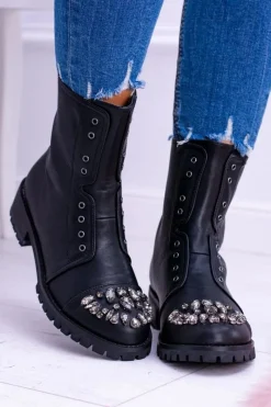 Botki Płaskie|Czarne Botki><noscript><img width=