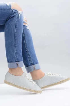 Clearance Boto Lu Boo | Srebrne Brokatowe Lniane Espadryle Fairy