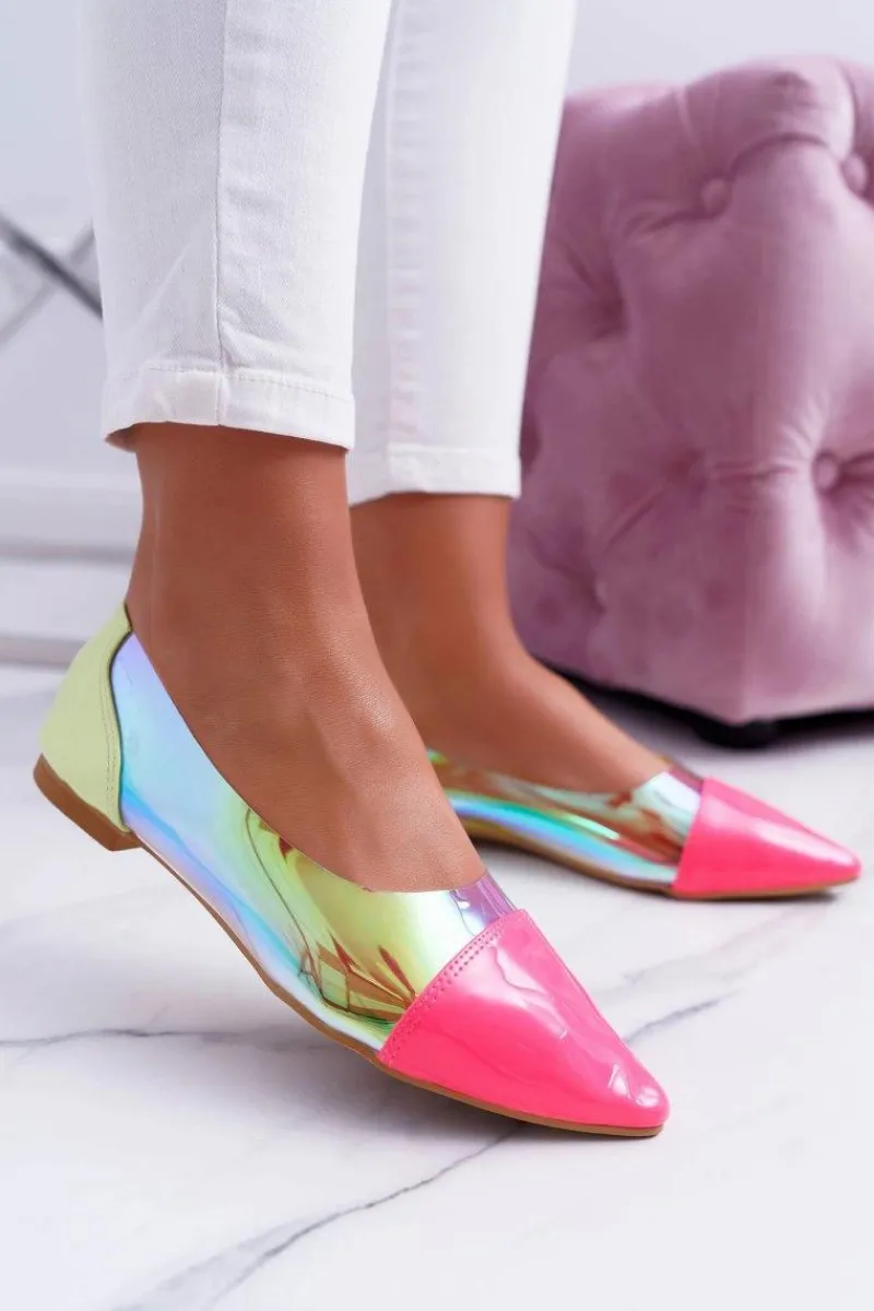 Baleriny Klasyczne>Boto Lu Boo | Transparentne Holograficzne Balerinki W Szpic Fluo