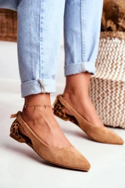 Baleriny Klasyczne>Boto Lu Boo Baleriny W Szpic Zamsz Camel Better