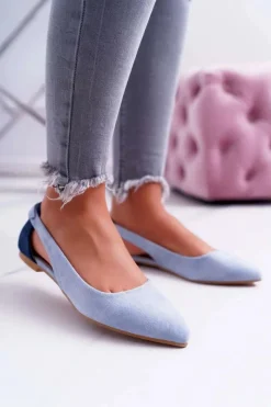 Online Lu Boo Baleriny W Szpic Zamsz Błękitne Better Damskie Baleriny Klasyczne