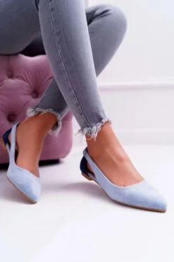 Online Lu Boo Baleriny W Szpic Zamsz Błękitne Better Damskie Baleriny Klasyczne