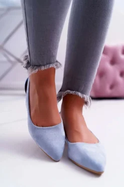 Online Lu Boo Baleriny W Szpic Zamsz Błękitne Better Damskie Baleriny Klasyczne