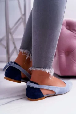 Online Lu Boo Baleriny W Szpic Zamsz Błękitne Better Damskie Baleriny Klasyczne