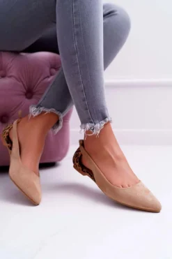 Discount Lu Boo Baleriny W Szpic Zamsz Beżowe Better Damskie Baleriny Klasyczne