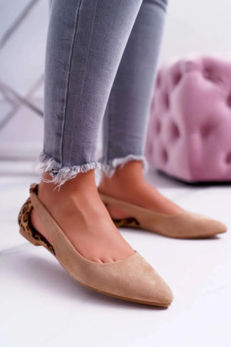 Discount Lu Boo Baleriny W Szpic Zamsz Beżowe Better Damskie Baleriny Klasyczne