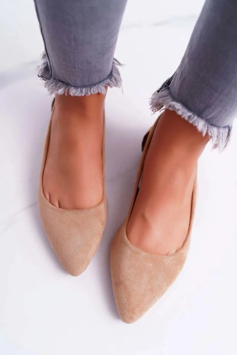 Discount Lu Boo Baleriny W Szpic Zamsz Beżowe Better Damskie Baleriny Klasyczne