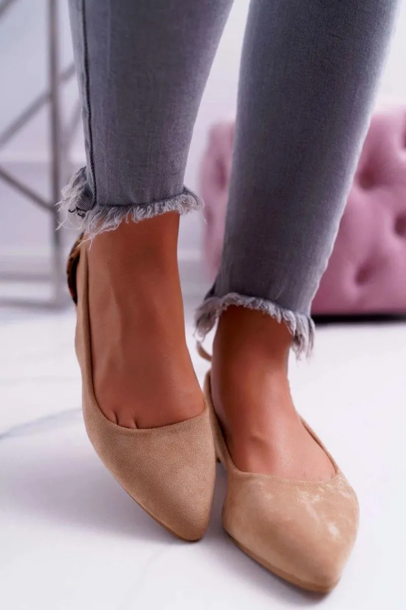 Discount Lu Boo Baleriny W Szpic Zamsz Beżowe Better Damskie Baleriny Klasyczne
