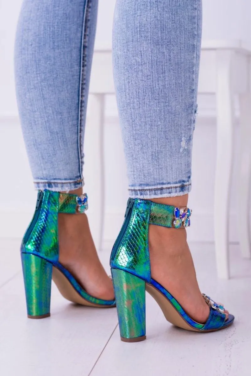 Sandały Na Obcasie>Boto Lu Boo Benzynowe Sandały Cyrkonie Lambada