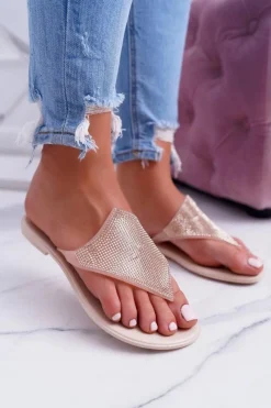 Klapki Damskie Japonki>Boto Lu Boo Beżowe Gumowe Damskie Klapki Japonki Anika