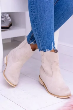 Brązowe I Beżowe Botki|Botki Płaskie>Boto Lu Boo Beżowe Wsuwane Botki Za Kostkę Trinity