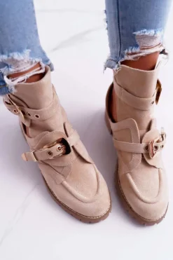 Brązowe I Beżowe Botki|Botki Płaskie><noscript><img width=