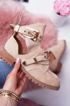 Brązowe I Beżowe Botki|Botki Płaskie><noscript><img width=