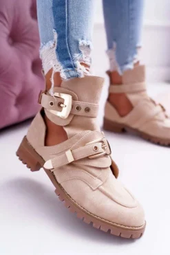 Brązowe I Beżowe Botki|Botki Płaskie><noscript><img width=