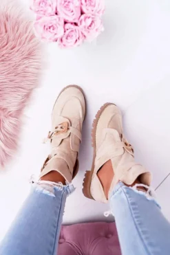 Brązowe I Beżowe Botki|Botki Płaskie><noscript><img width=