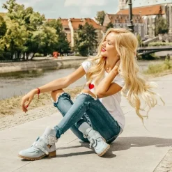 Online Boto Lu Boo Błękitne Zamszowe Botki Z Wycięciami Rock Girl
