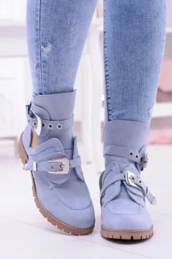 Online Boto Lu Boo Błękitne Zamszowe Botki Z Wycięciami Rock Girl