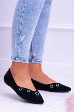 Online Lu Boo Czarne Baleriny W Szpic Benzynowe Oczka Octavia Damskie Baleriny Klasyczne