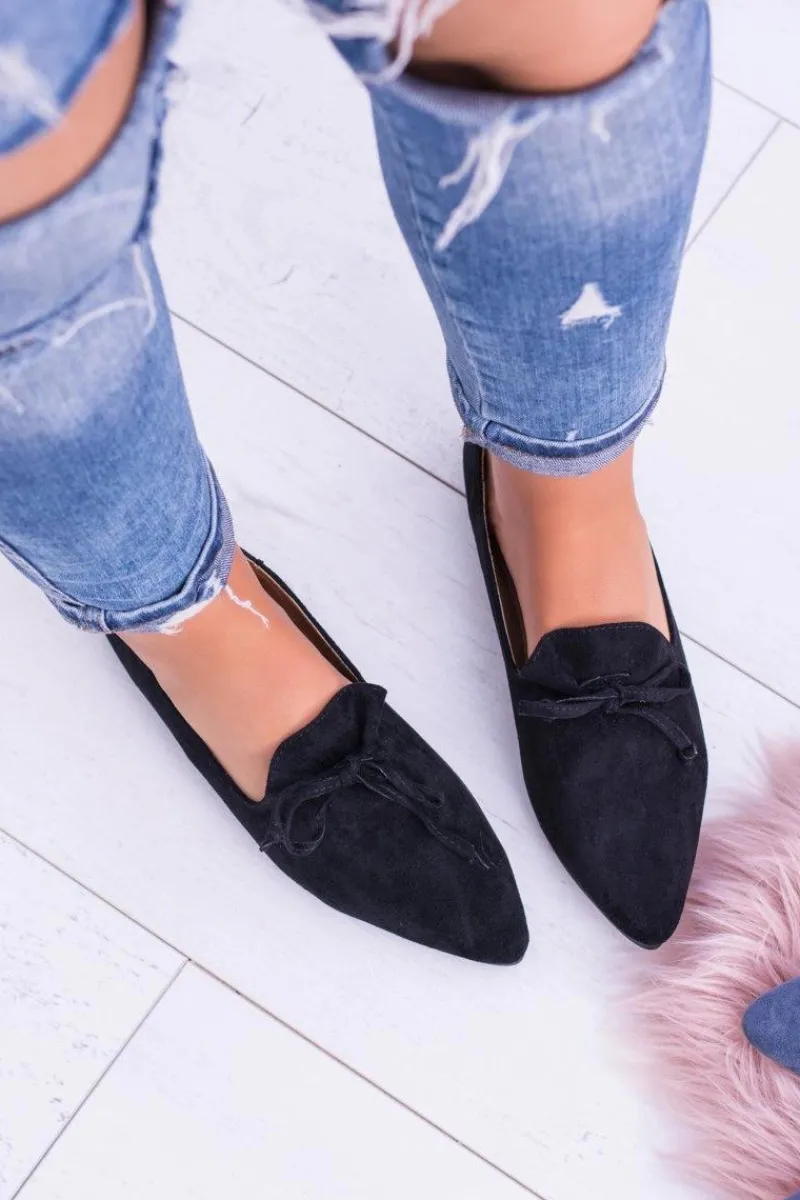 Discount Lu Boo Czarne Baleriny W Szpic Lordsy Zamsz Feliciano Damskie Baleriny Klasyczne