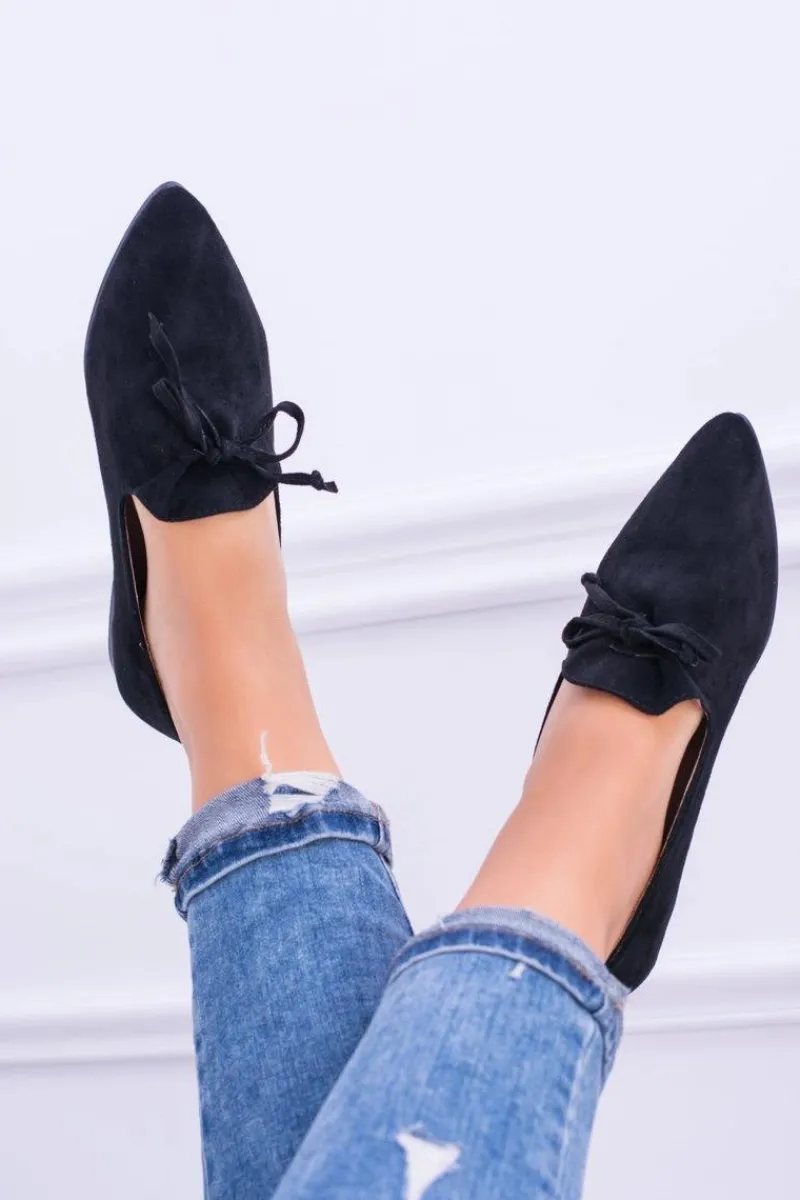 Discount Lu Boo Czarne Baleriny W Szpic Lordsy Zamsz Feliciano Damskie Baleriny Klasyczne