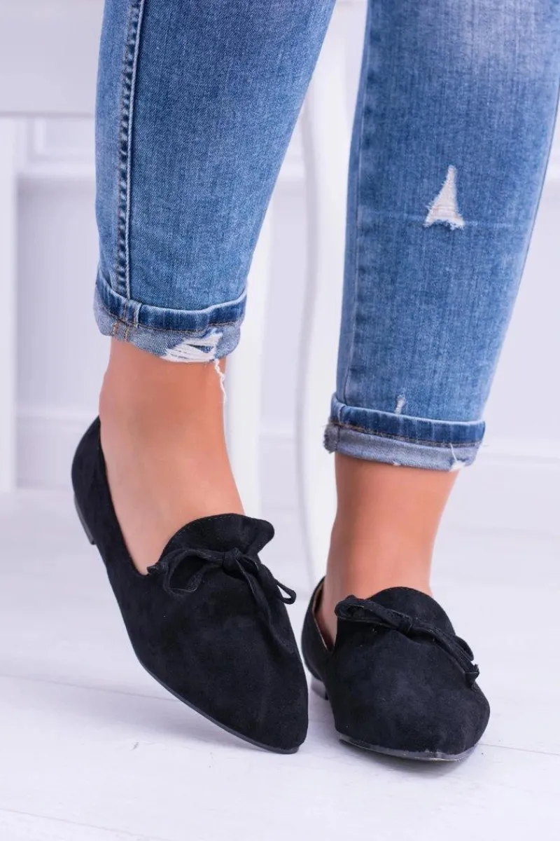 Discount Lu Boo Czarne Baleriny W Szpic Lordsy Zamsz Feliciano Damskie Baleriny Klasyczne