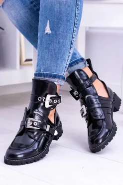 Sale Boto Lu Boo Czarne Botki Z Wycięciami Rock Girl