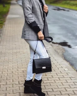 Online Lu Boo Czarne Damskie Botki Suwak Cekiny Rafell Damskie Botki Płaskie|Czarne Botki