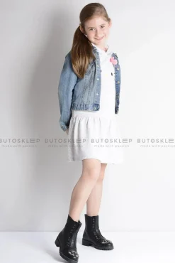 Dziewczęce>Boto Lu Boo Czarne Dziecięce Botki Za Kostkę z Cyrkoniami Pu LittleCarrie