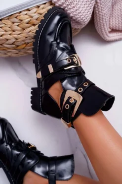 Botki Płaskie|Czarne Botki><noscript><img width=