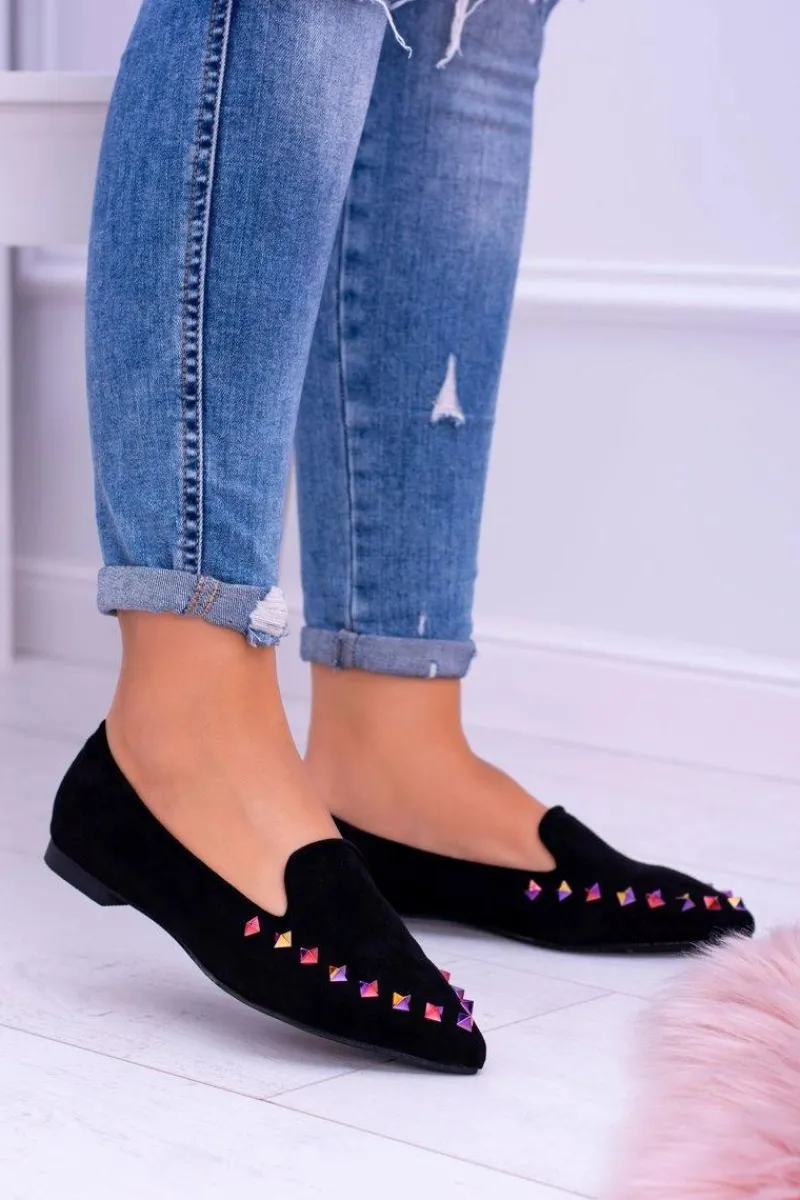 Baleriny Klasyczne>Boto Lu Boo Czarne Lordsy Opalizujące Dżety Zamsz Spike