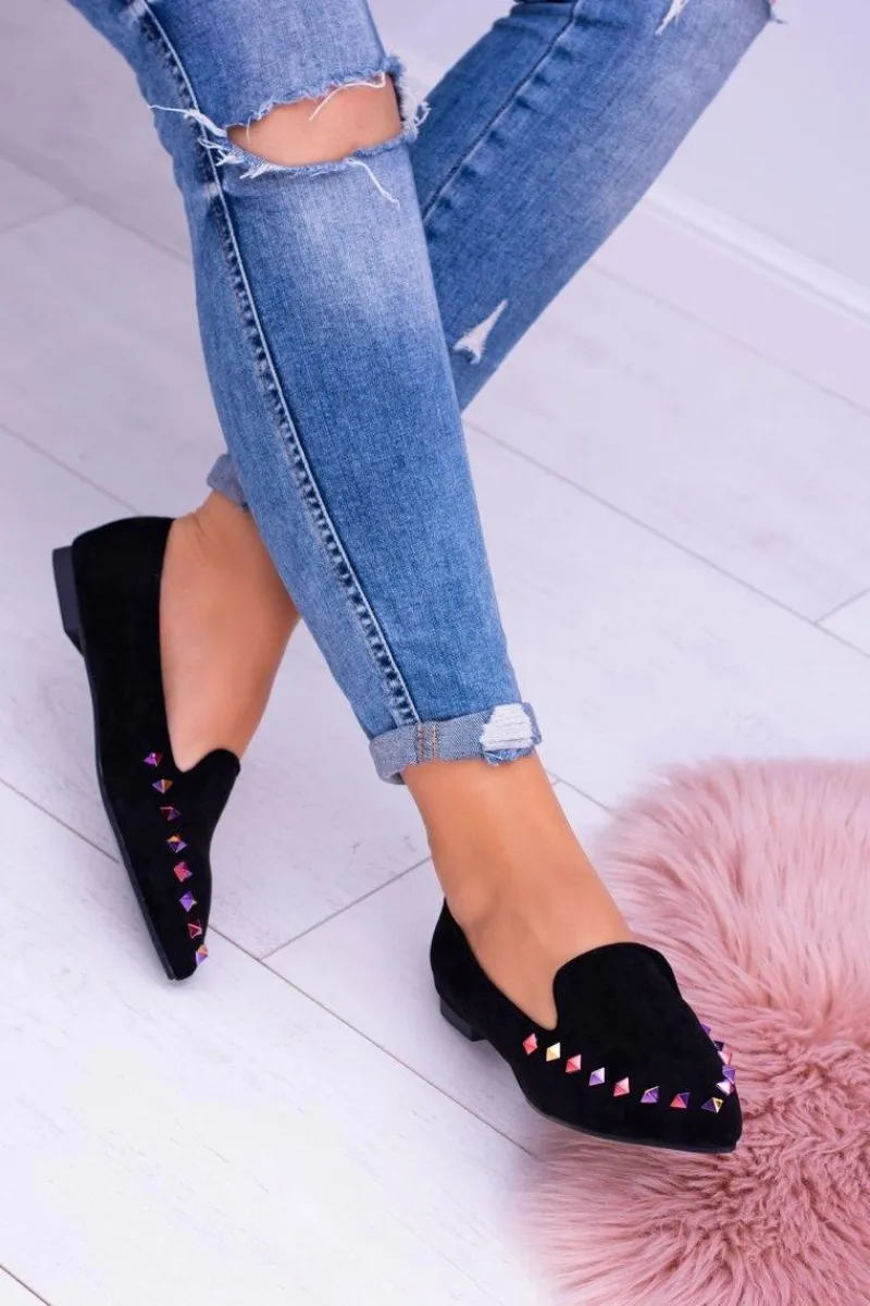 Baleriny Klasyczne>Boto Lu Boo Czarne Lordsy Opalizujące Dżety Zamsz Spike